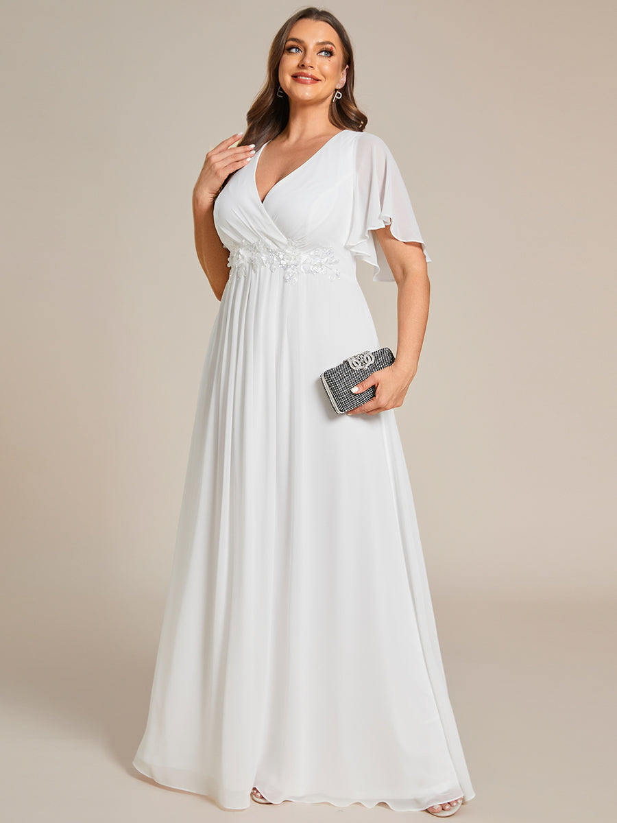 Funkelndes Abendkleid in A-Linie mit Empire-Taille und langen ?rmeln #farbe_Creme