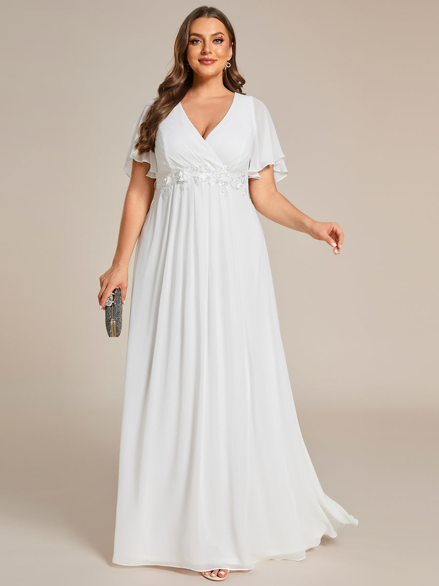 Funkelndes Abendkleid in A-Linie mit Empire-Taille und langen ?rmeln #farbe_Creme