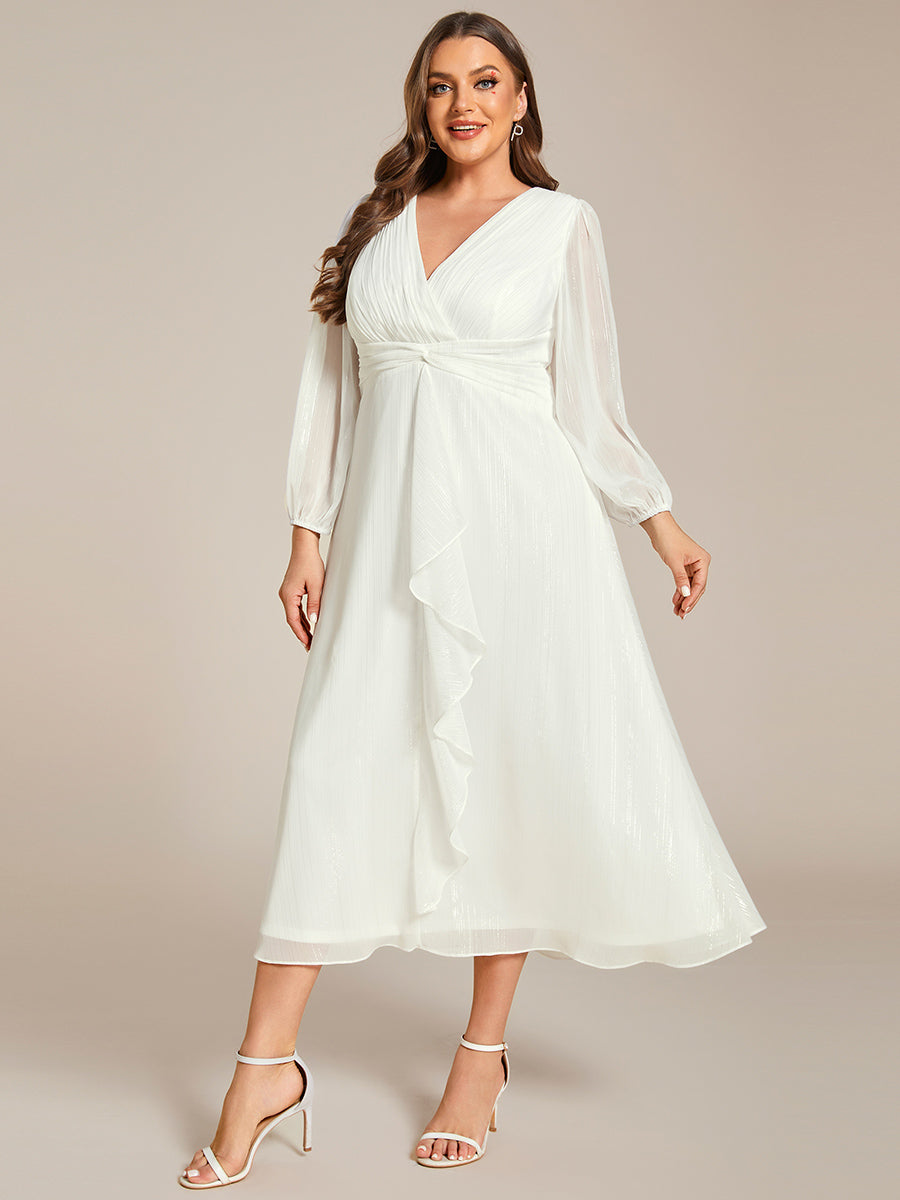 Robe d'invit¡§| de mariage trap¡§¡§ze en mousseline fluide ¡§¡è encolure ronde et longueur au genou #farbe_Creme