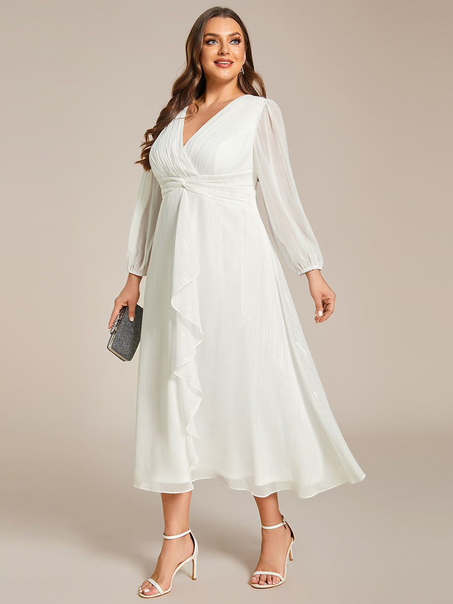 Robe d'invit¡§| de mariage trap¡§¡§ze en mousseline fluide ¡§¡è encolure ronde et longueur au genou #farbe_Creme