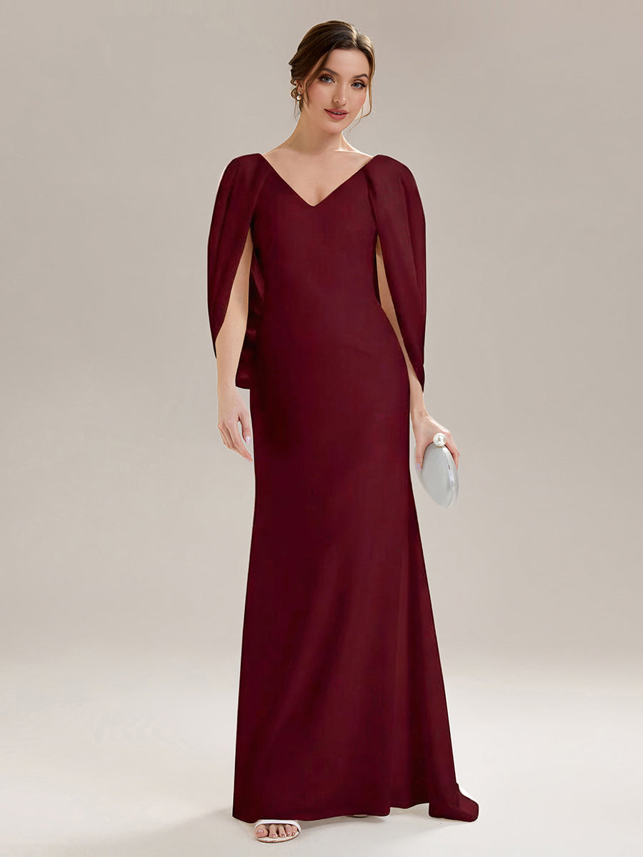 Maxi Tie-Front Und Rückenfreies Kleid Mit Tiefem V-Ausschnitt Im Meerjungfrau Stil Aus Strick #Farbe_Burgunderrot