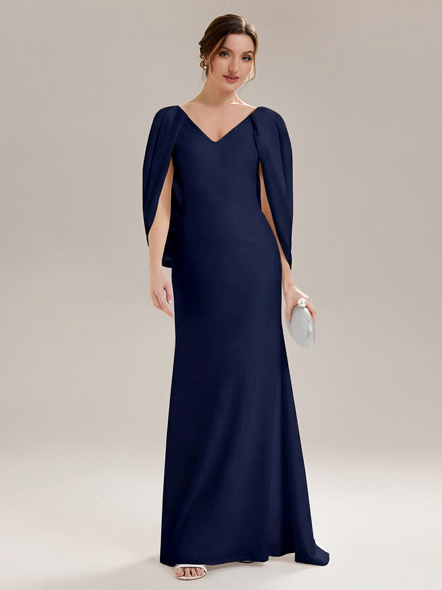 Maxi Tie-Front Und Rückenfreies Kleid Mit Tiefem V-Ausschnitt Im Meerjungfrau Stil Aus Strick #Farbe_Marineblau