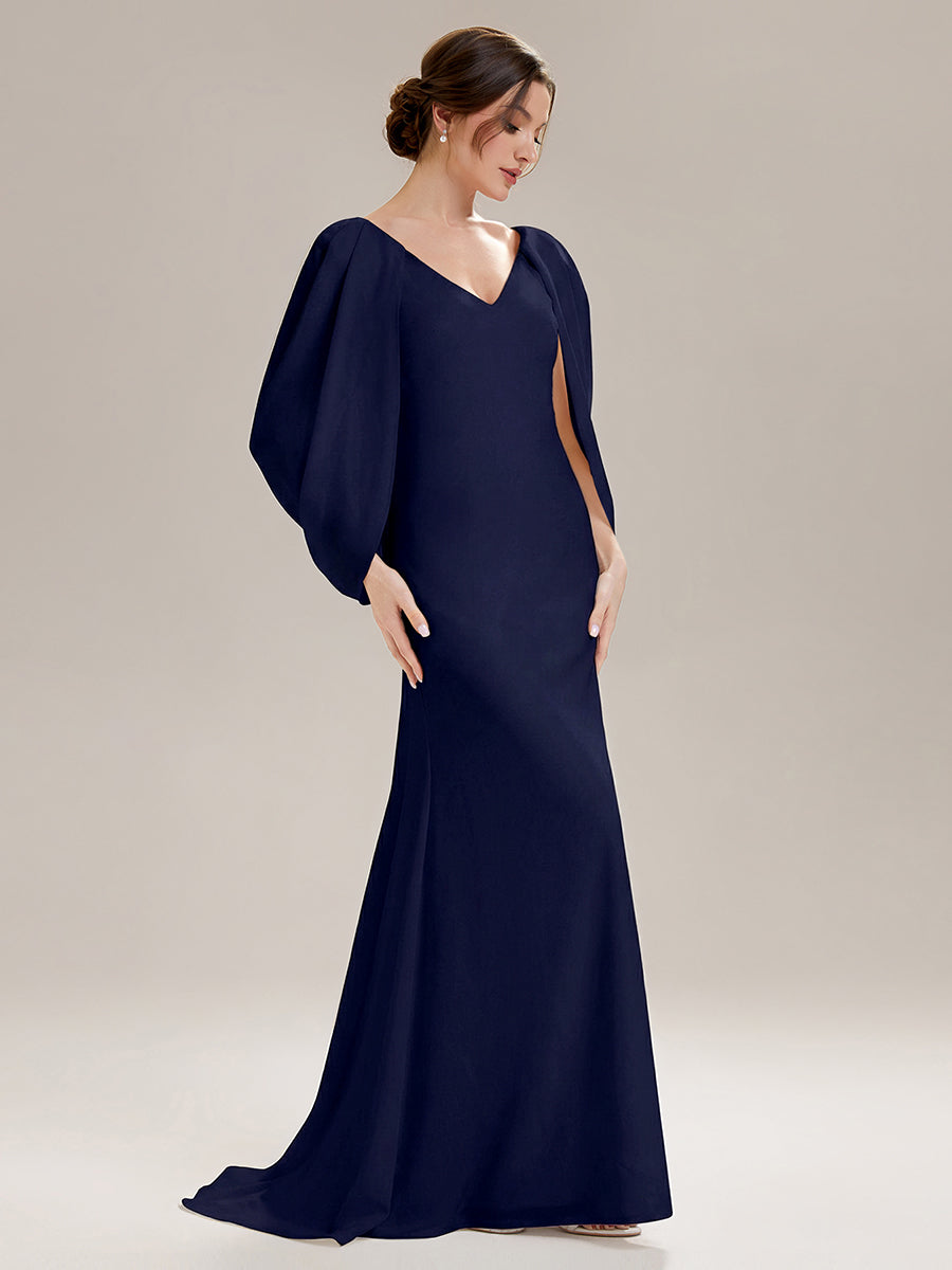 Maxi Tie-Front Und Rückenfreies Kleid Mit Tiefem V-Ausschnitt Im Meerjungfrau Stil Aus Strick #Farbe_Marineblau