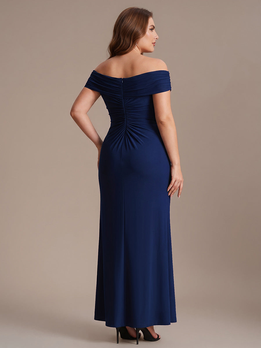 Maxil?nge V-Ausschnitt Etui-Kleid Aus Mesh Elegante Details Figurbetonender Schnitt Kleid #Farbe_Marineblau