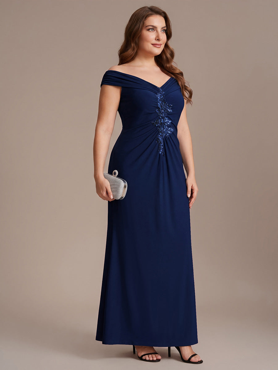 Maxil?nge V-Ausschnitt Etui-Kleid Aus Mesh Elegante Details Figurbetonender Schnitt Kleid #Farbe_Marineblau