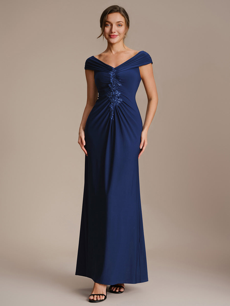 Maxil?nge V-Ausschnitt Etui-Kleid Aus Mesh Elegante Details Figurbetonender Schnitt Kleid #Farbe_Marineblau
