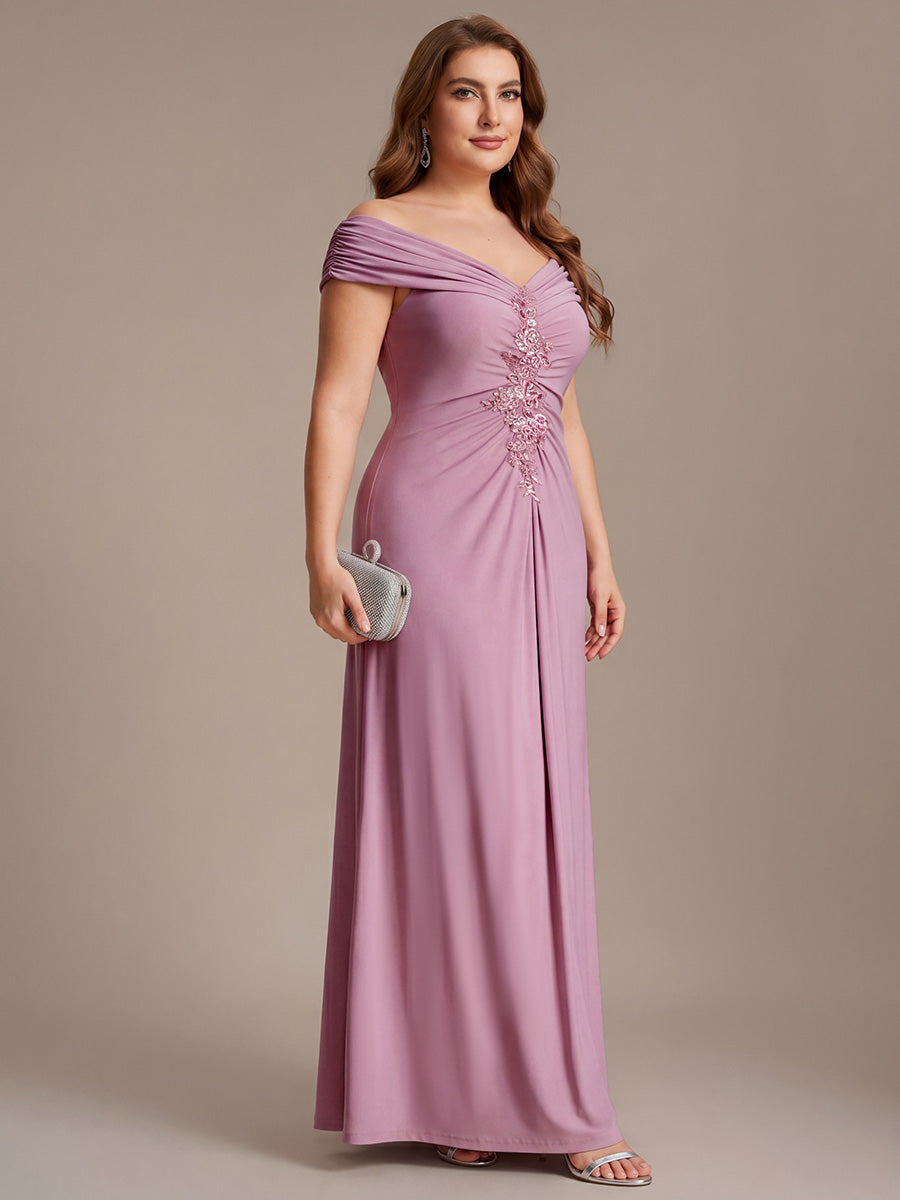 Maxil?nge V-Ausschnitt Etui-Kleid Aus Mesh Elegante Details Figurbetonender Schnitt Kleid #Farbe_Orchideenviolett