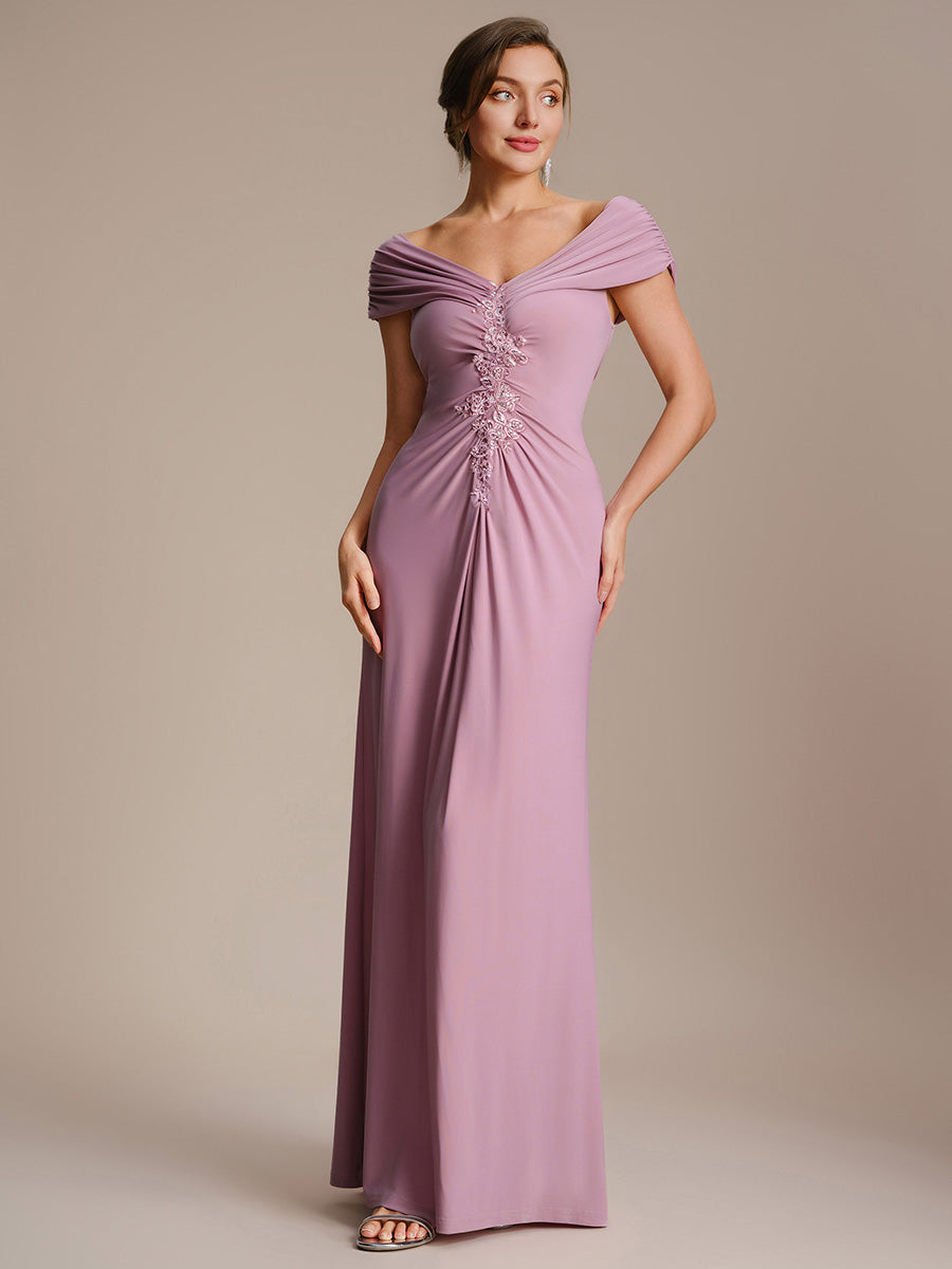 Maxil?nge V-Ausschnitt Etui-Kleid Aus Mesh Elegante Details Figurbetonender Schnitt Kleid #Farbe_Orchideenviolett