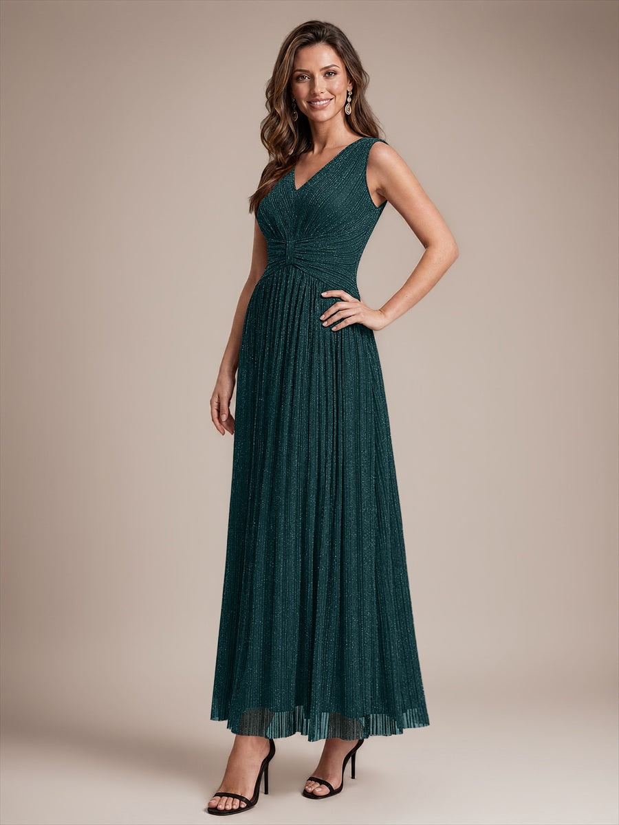Bodenlanges A-Linien Kleid V-Ausschnitt Tüll Elegantes Design Besondere Anlässe #Farbe_Petrol