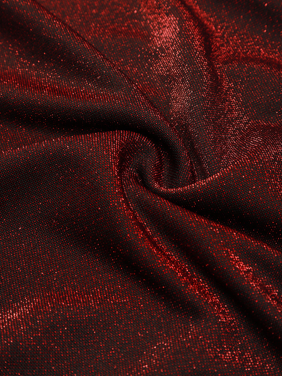 Maxilänge V-Ausschnitt A-Linien Kleid Aus Lurex Netzstoff Mit 3D Drapierung #Farbe_Burgunderrot