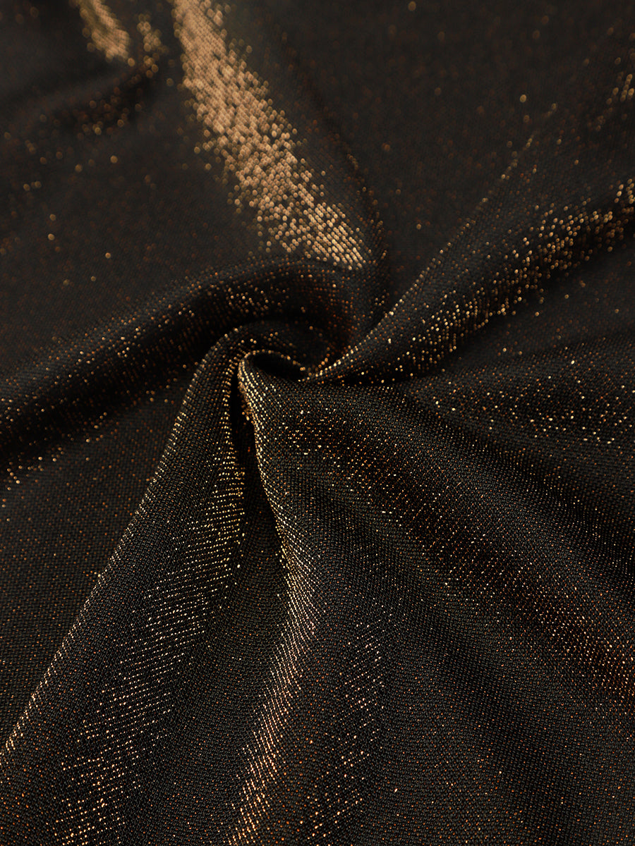 Maxilänge V-Ausschnitt Etui-Kleid Aus Lurex-Netzstoff Schlitz Zum Binden #Farbe_Braun