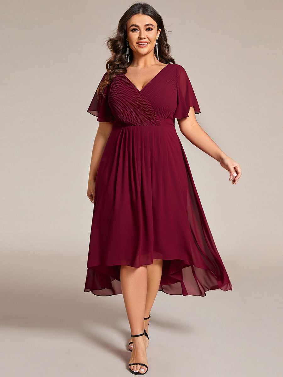 Funkelndes Abendkleid in A-Linie mit Empire-Taille und langen ?rmeln #farbe_Burgunderrot