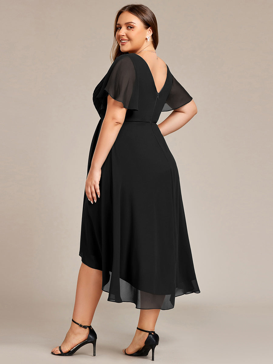 Funkelndes Abendkleid in A-Linie mit Empire-Taille und langen ?rmeln #farbe_Schwarz