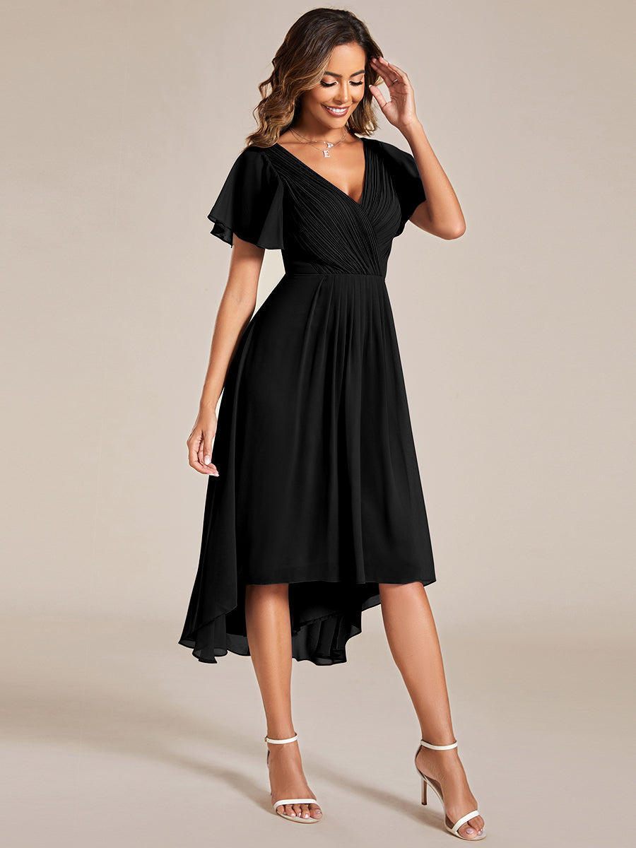 Funkelndes Abendkleid in A-Linie mit Empire-Taille und langen ?rmeln #farbe_Schwarz