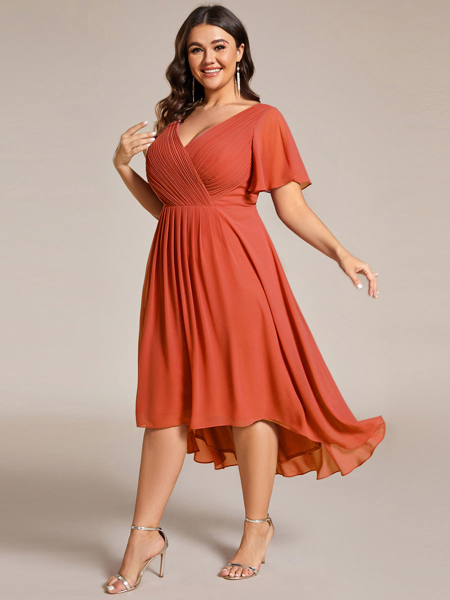 Funkelndes Abendkleid in A-Linie mit Empire-Taille und langen ?rmeln #farbe_Gebranntes Orange