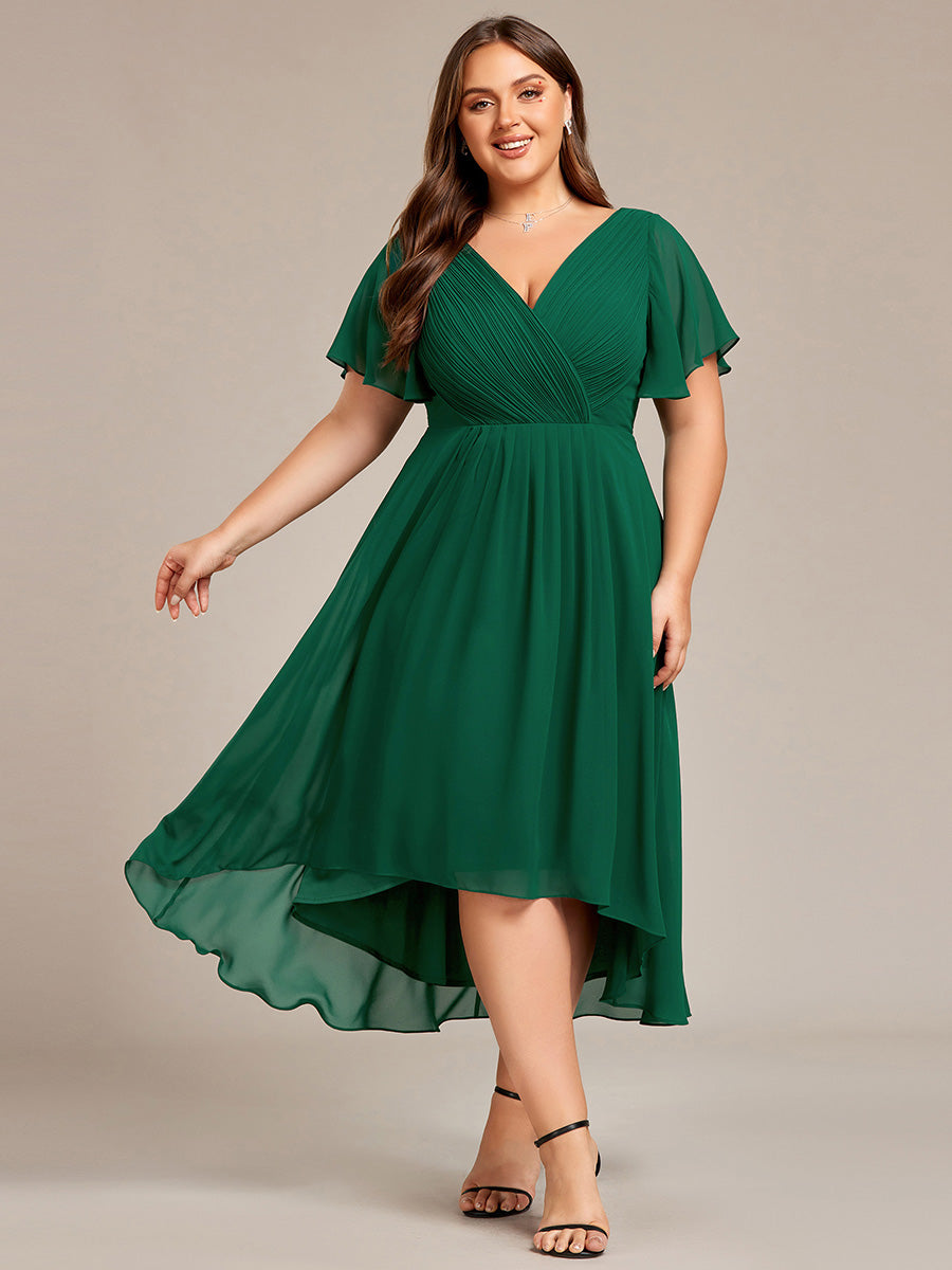 Funkelndes Abendkleid in A-Linie mit Empire-Taille und langen ?rmeln #farbe_Dunkelgrün