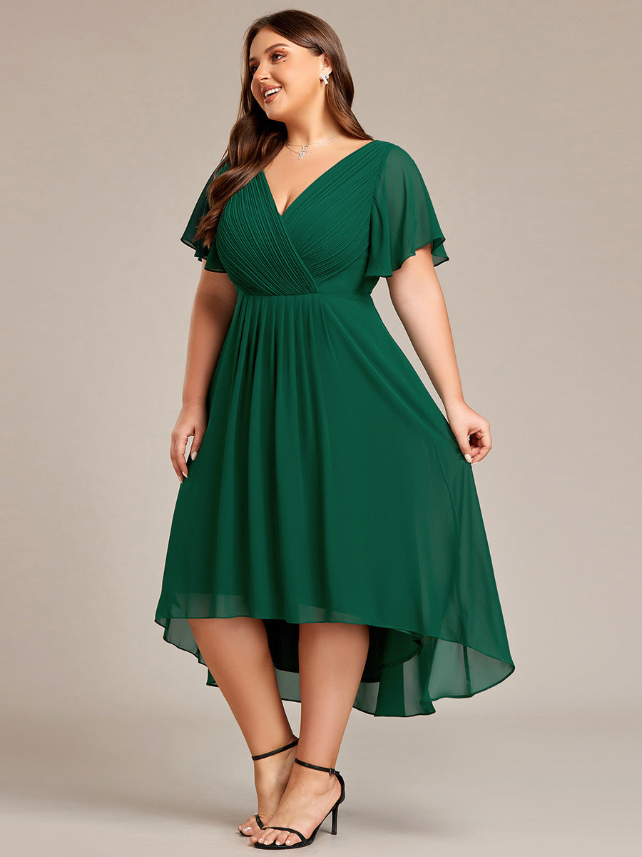Funkelndes Abendkleid in A-Linie mit Empire-Taille und langen ?rmeln #farbe_Dunkelgrün