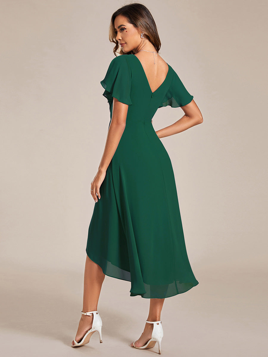 Funkelndes Abendkleid in A-Linie mit Empire-Taille und langen ?rmeln #farbe_Dunkelgrün