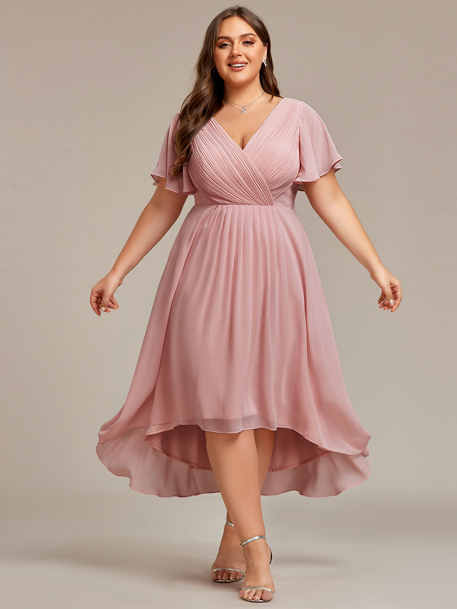 Funkelndes Abendkleid in A-Linie mit Empire-Taille und langen ?rmeln #farbe_Altrosa