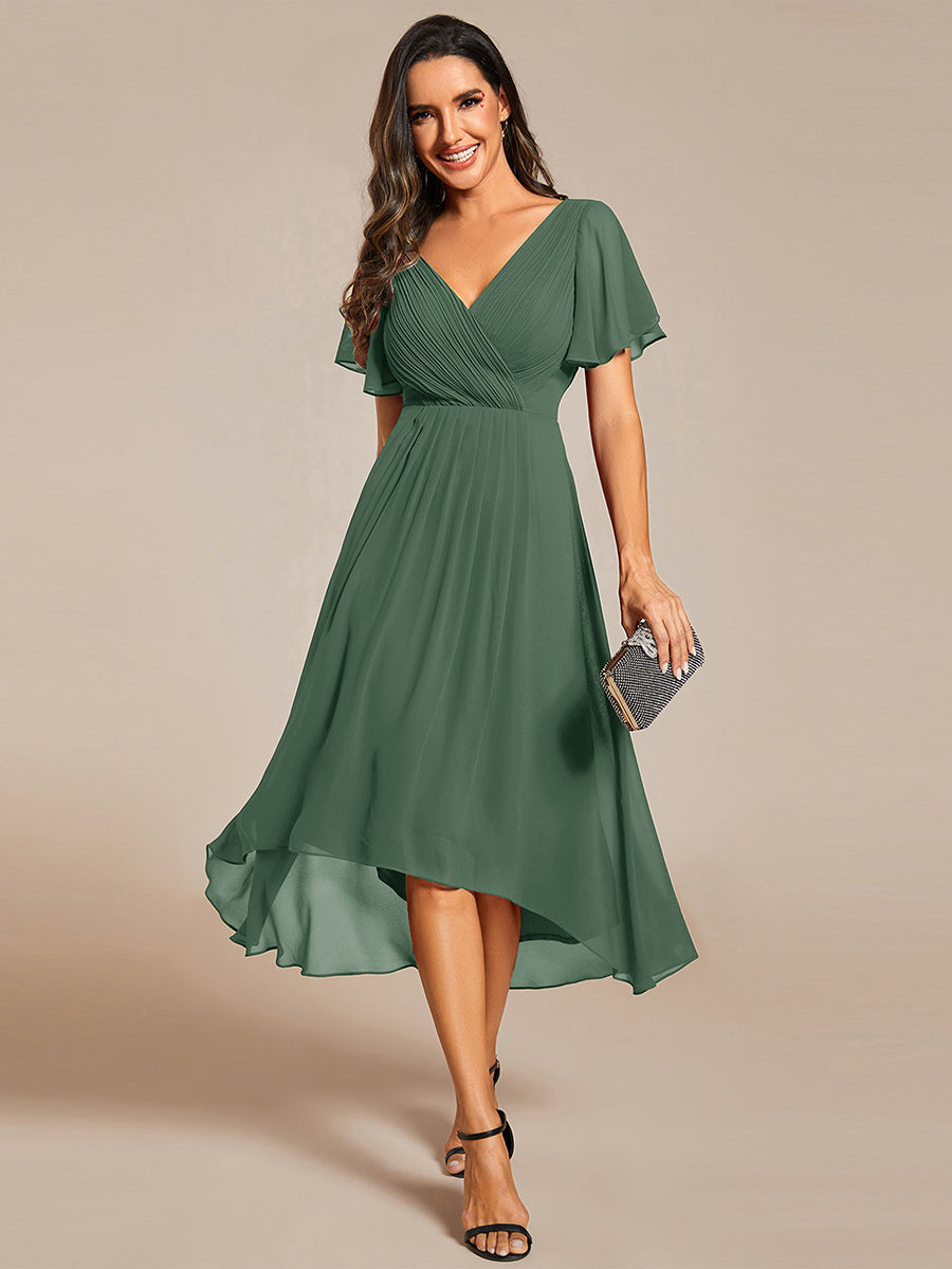 Funkelndes Abendkleid in A-Linie mit Empire-Taille und langen ?rmeln #farbe_Eukalyptus
