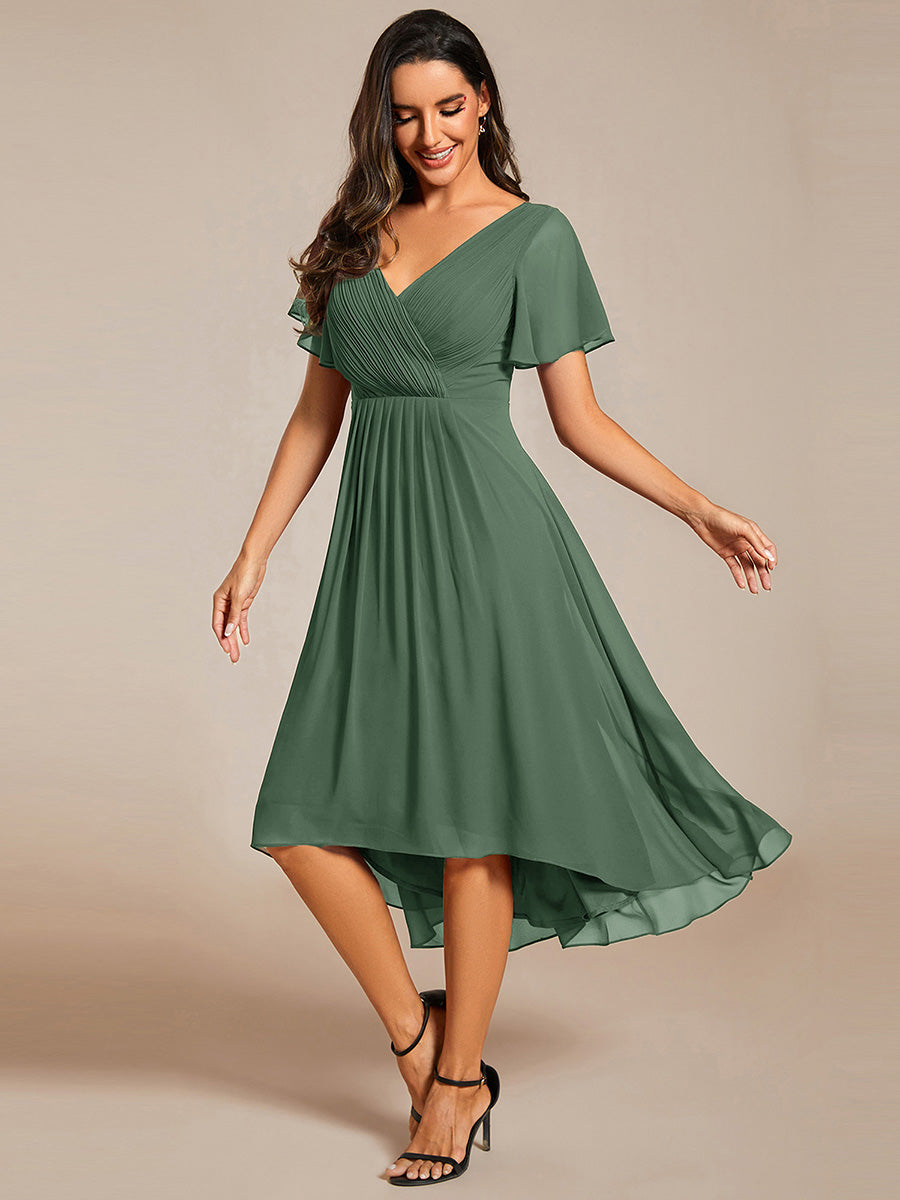 Funkelndes Abendkleid in A-Linie mit Empire-Taille und langen ?rmeln #farbe_Eukalyptus