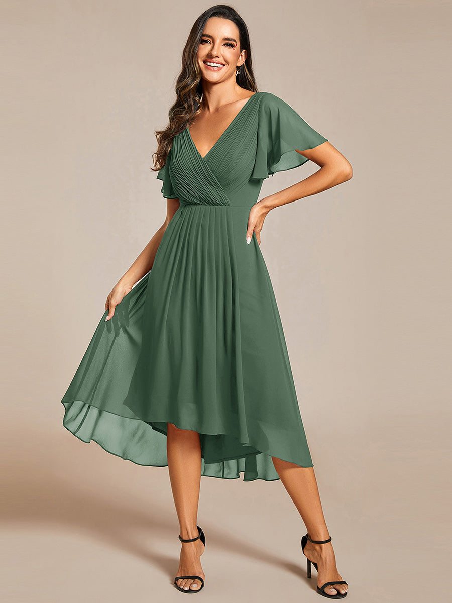 Funkelndes Abendkleid in A-Linie mit Empire-Taille und langen ?rmeln #farbe_Eukalyptus