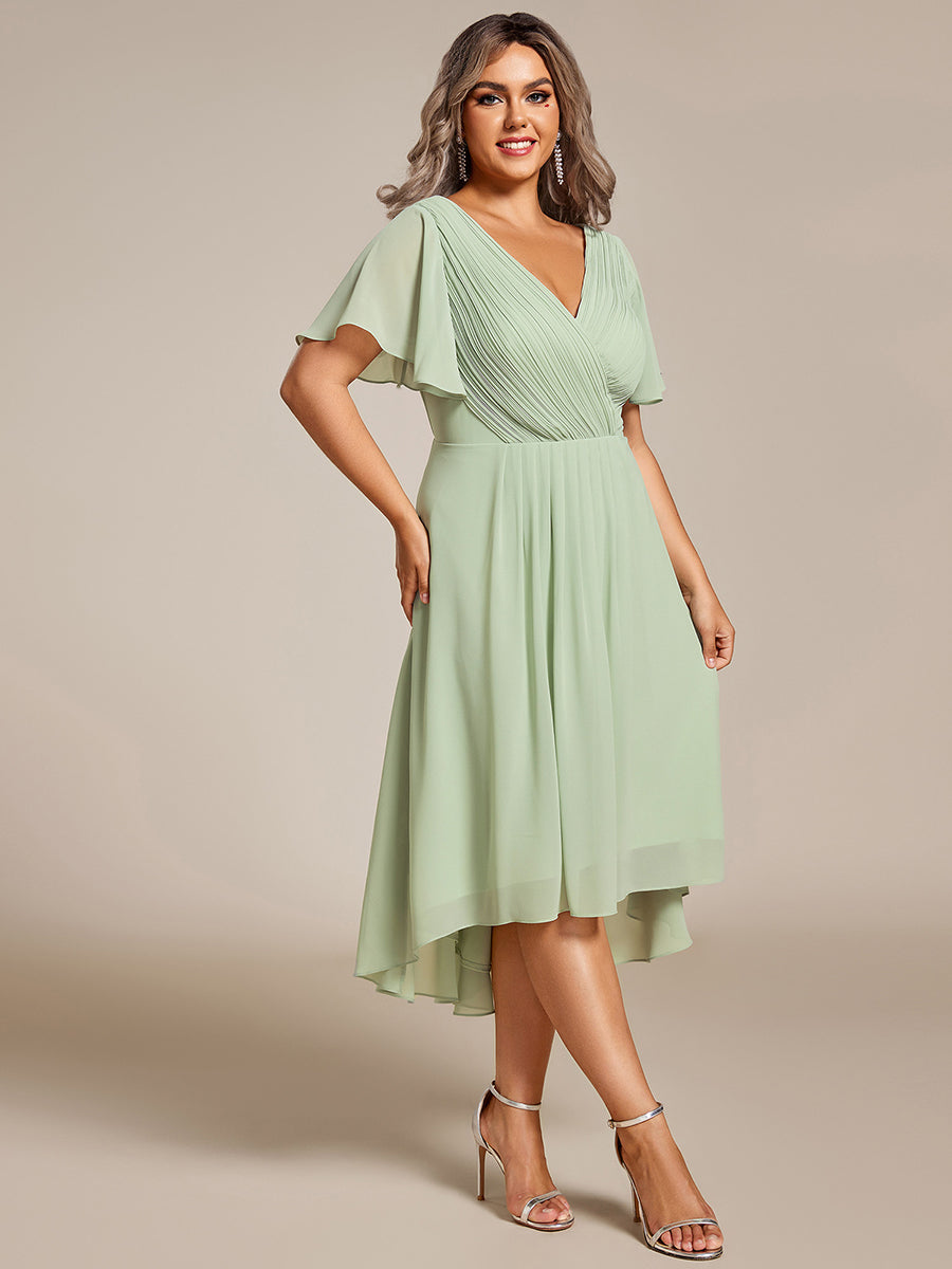 Funkelndes Abendkleid in A-Linie mit Empire-Taille und langen ?rmeln #farbe_Mintgrün