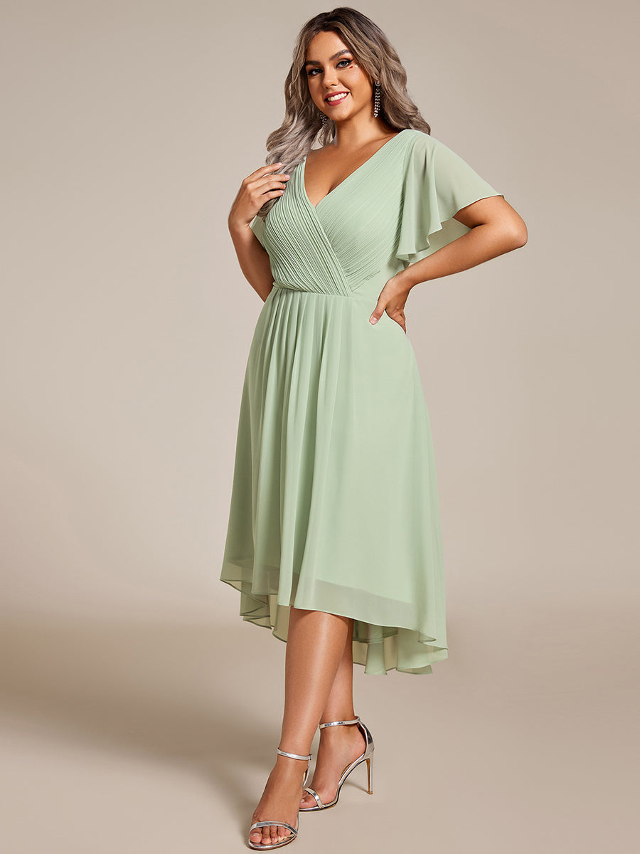 Funkelndes Abendkleid in A-Linie mit Empire-Taille und langen ?rmeln #farbe_Mintgrün