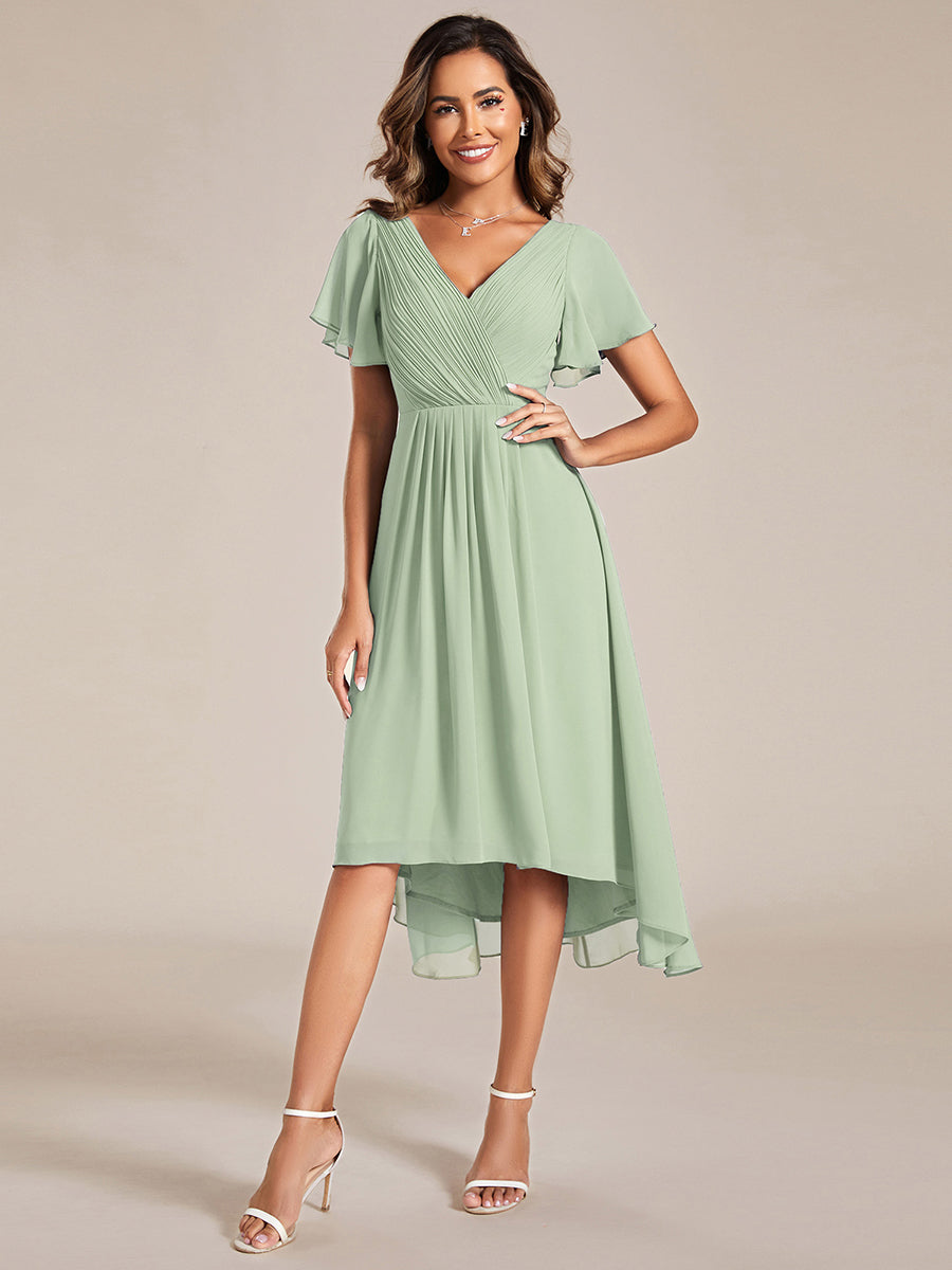 Funkelndes Abendkleid in A-Linie mit Empire-Taille und langen ?rmeln #farbe_Mintgrün