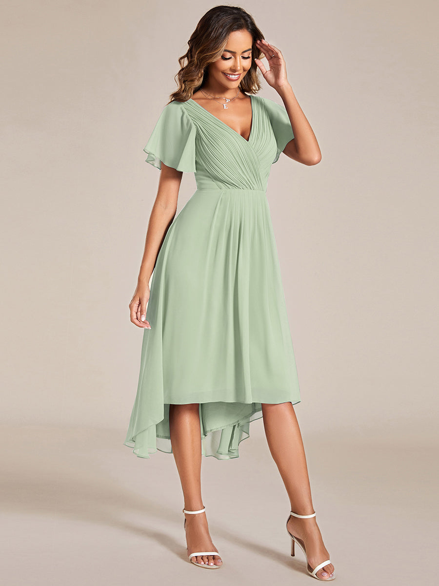 Funkelndes Abendkleid in A-Linie mit Empire-Taille und langen ?rmeln #farbe_Mintgrün