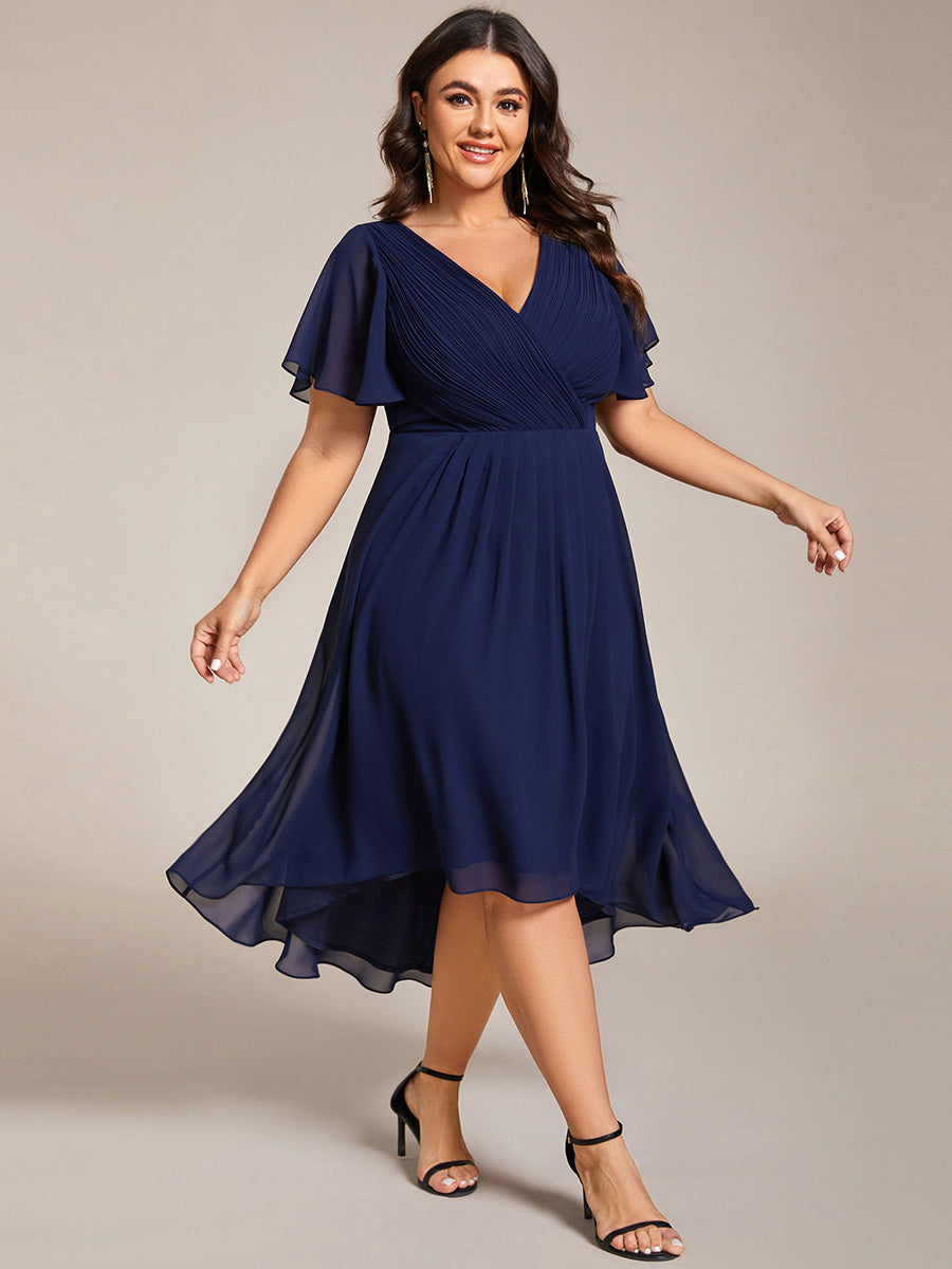 Funkelndes Abendkleid in A-Linie mit Empire-Taille und langen ?rmeln #farbe_Marineblau