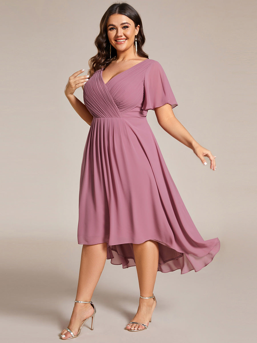 Funkelndes Abendkleid in A-Linie mit Empire-Taille und langen ?rmeln #farbe_Orchideenviolett