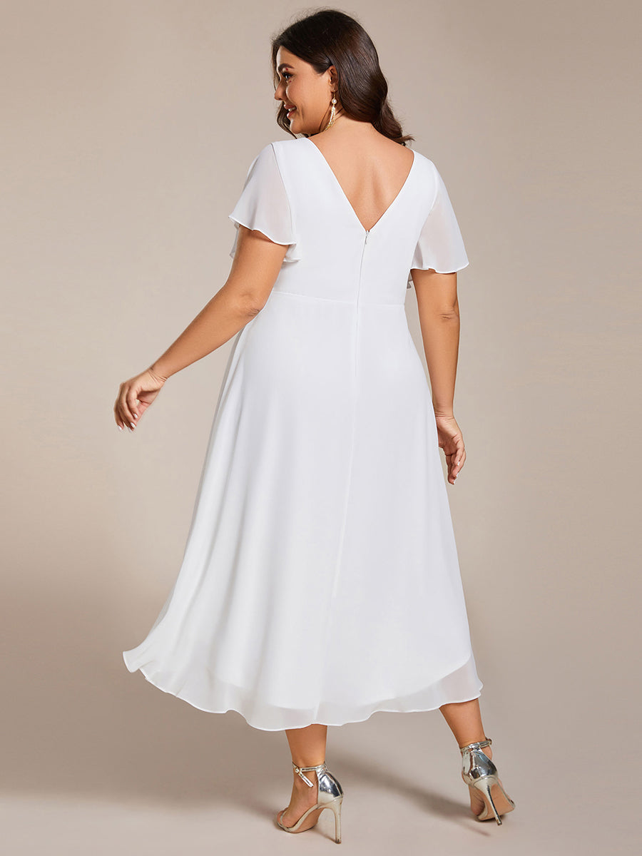 Funkelndes Abendkleid in A-Linie mit Empire-Taille und langen ?rmeln #farbe_Weiß
