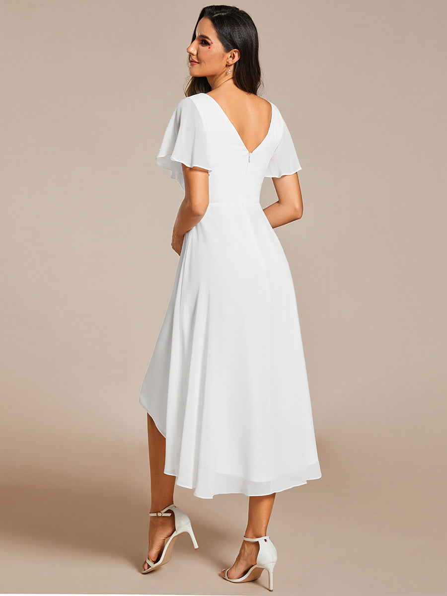 Funkelndes Abendkleid in A-Linie mit Empire-Taille und langen ?rmeln #farbe_Weiß