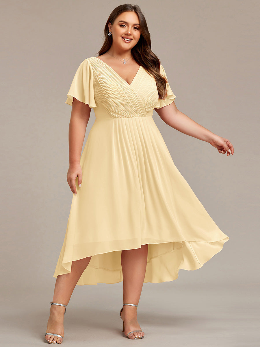 Funkelndes Abendkleid in A-Linie mit Empire-Taille und langen ?rmeln #farbe_Gelb