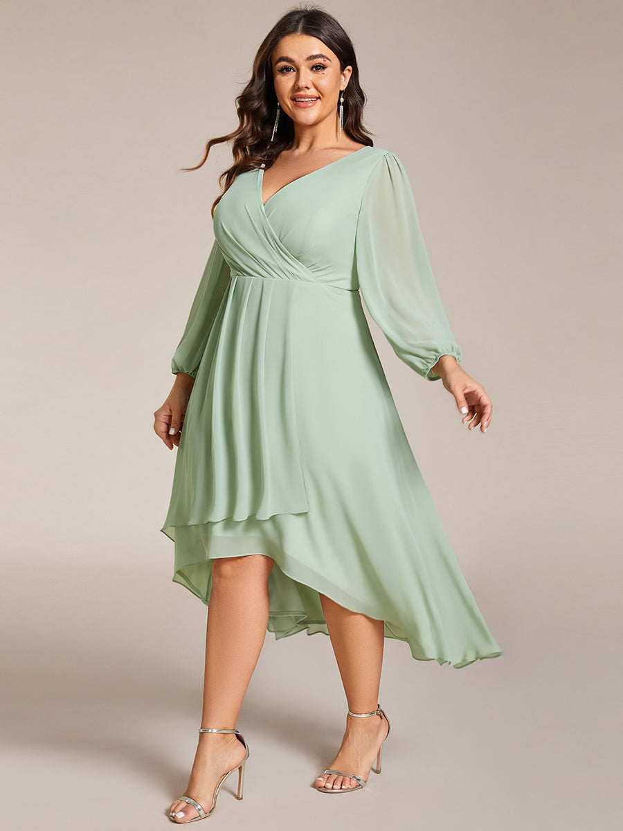 Robe d'invit¨¦ de mariage trap¨¨ze en mousseline fluide ¨¤ encolure ronde et longueur au genou #farbe_Mintgrün