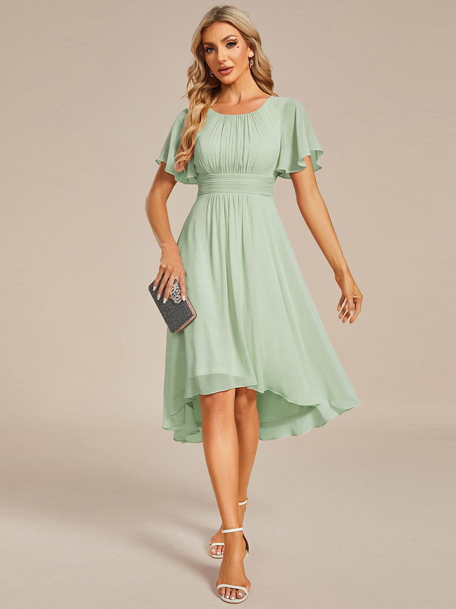 Robe d'invit¨¦ de mariage trap¨¨ze en mousseline fluide ¨¤ encolure ronde et longueur au genou #farbe_Mintgrün