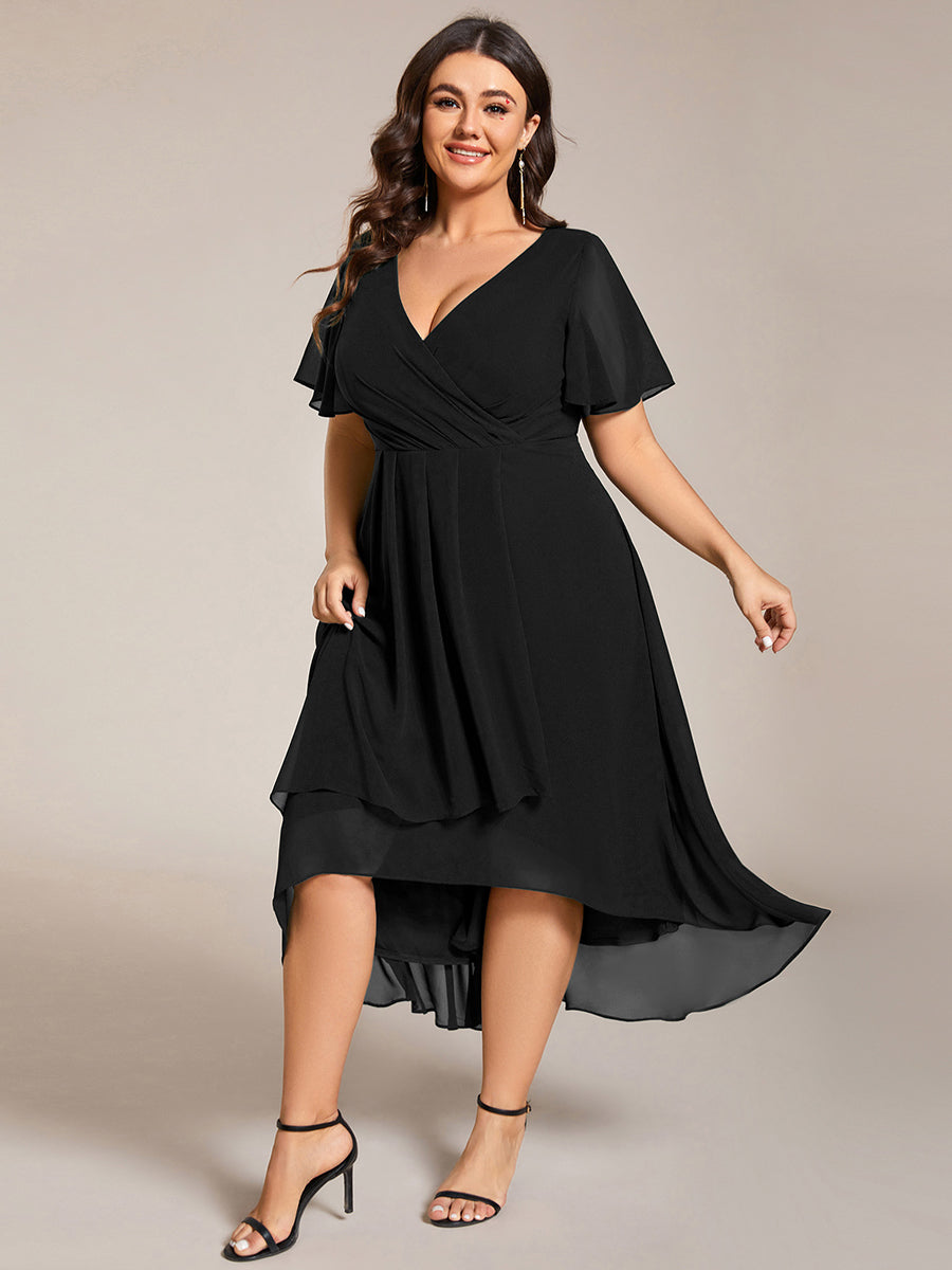 Funkelndes Abendkleid in A-Linie mit Empire-Taille und langen ?rmeln #farbe_Schwarz