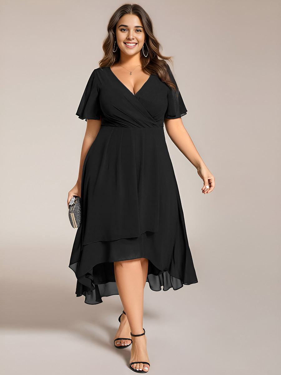 Funkelndes Abendkleid in A-Linie mit Empire-Taille und langen ?rmeln #farbe_Schwarz
