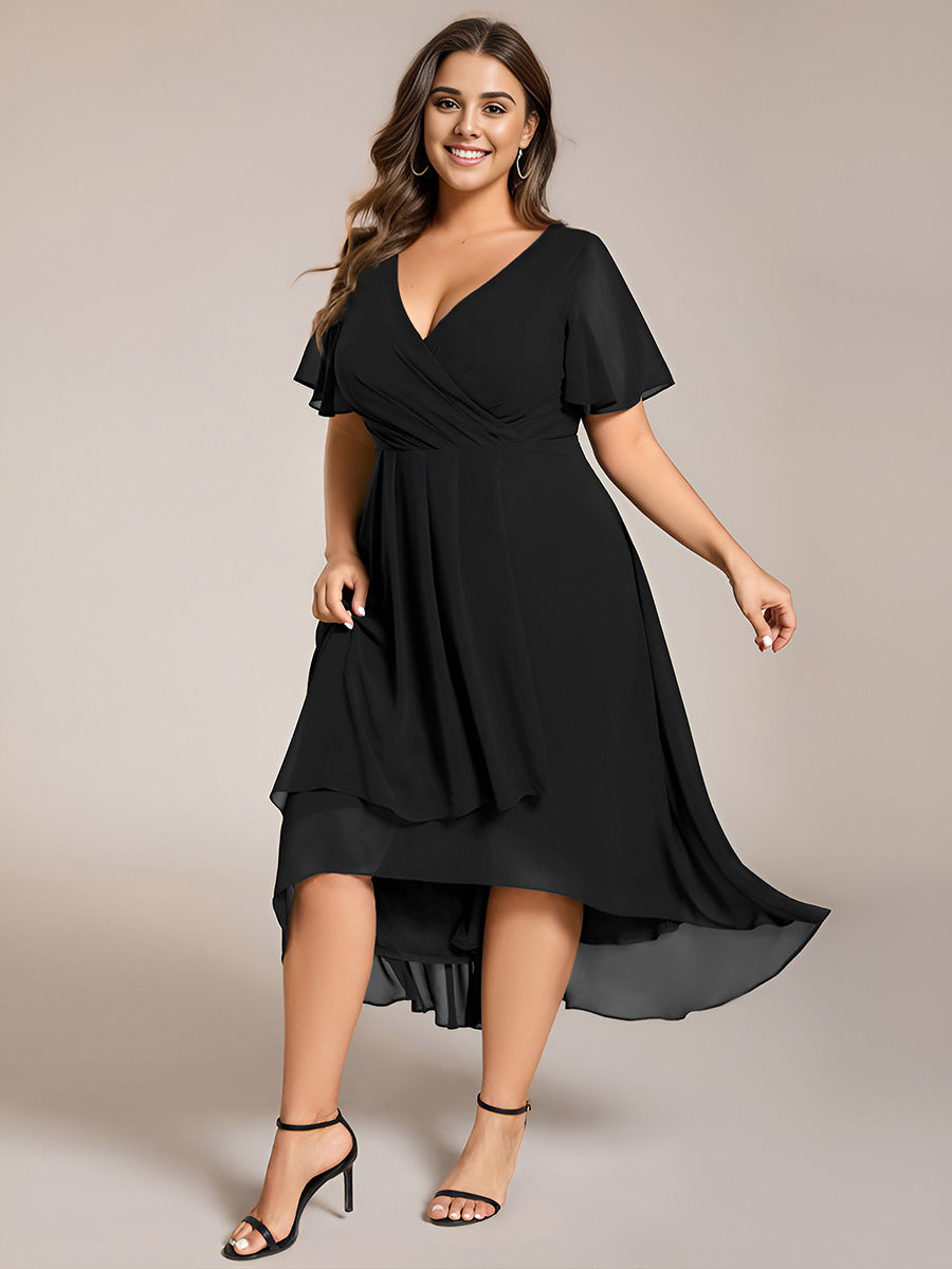 Funkelndes Abendkleid in A-Linie mit Empire-Taille und langen ?rmeln #farbe_Schwarz
