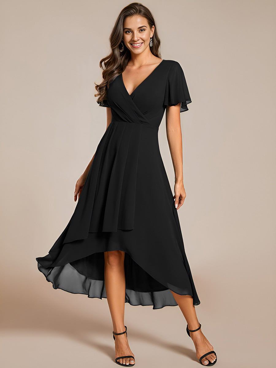 Funkelndes Abendkleid in A-Linie mit Empire-Taille und langen ?rmeln #farbe_Schwarz