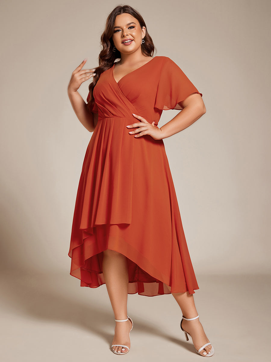 Funkelndes Abendkleid in A-Linie mit Empire-Taille und langen ?rmeln #farbe_Gebranntes Orange