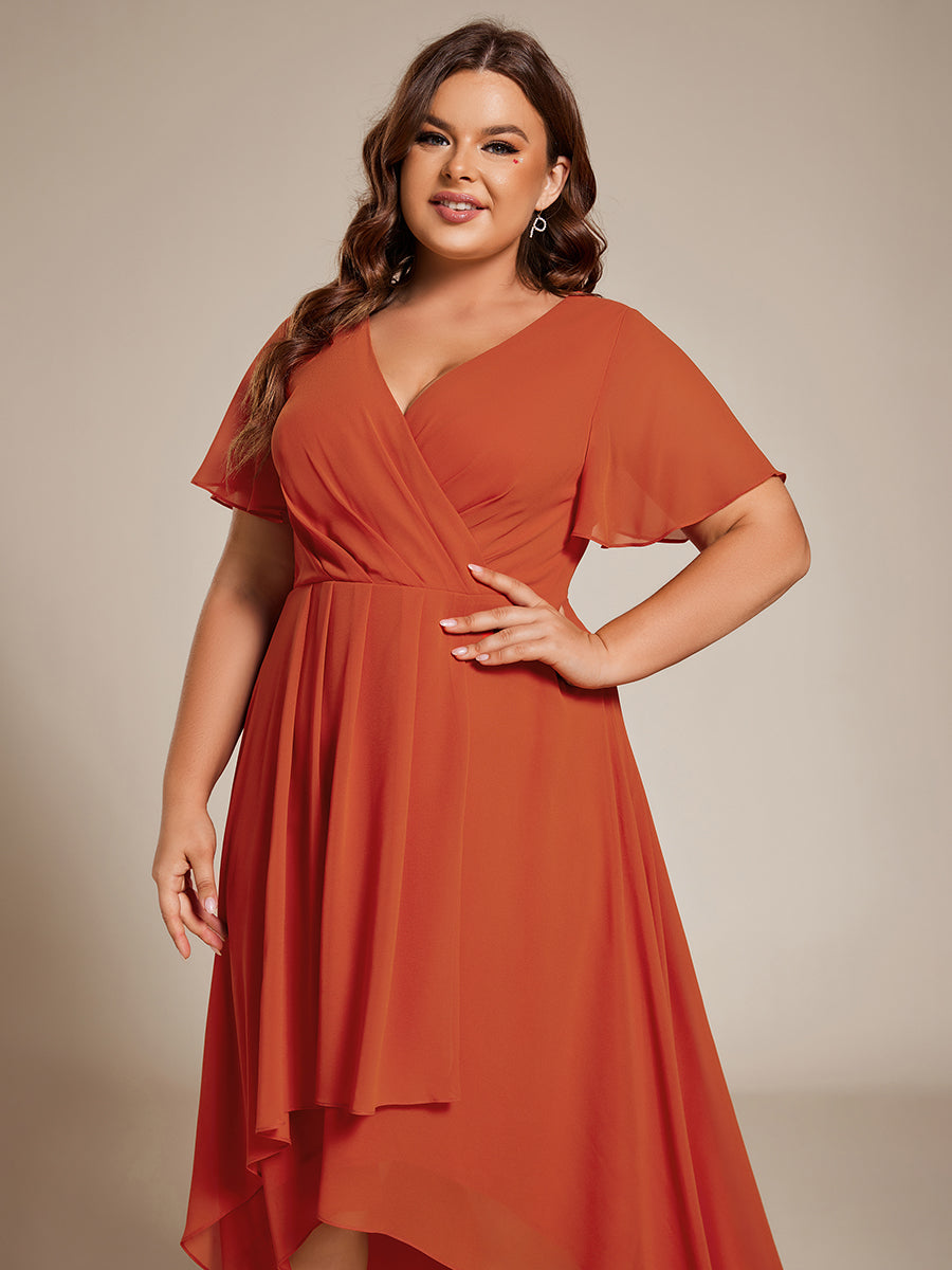 Funkelndes Abendkleid in A-Linie mit Empire-Taille und langen ?rmeln #farbe_Gebranntes Orange