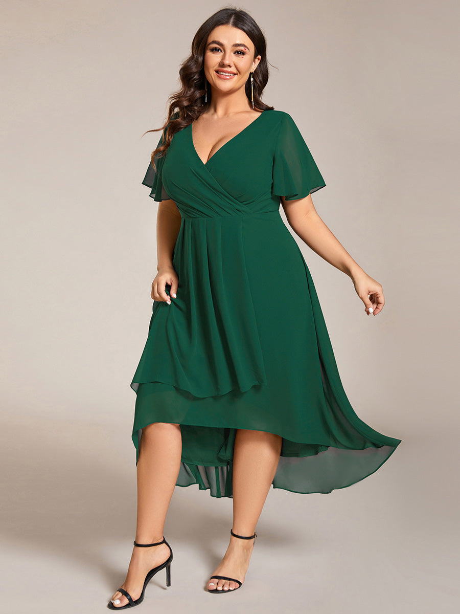 Funkelndes Abendkleid in A-Linie mit Empire-Taille und langen ?rmeln #farbe_Dunkelgrün