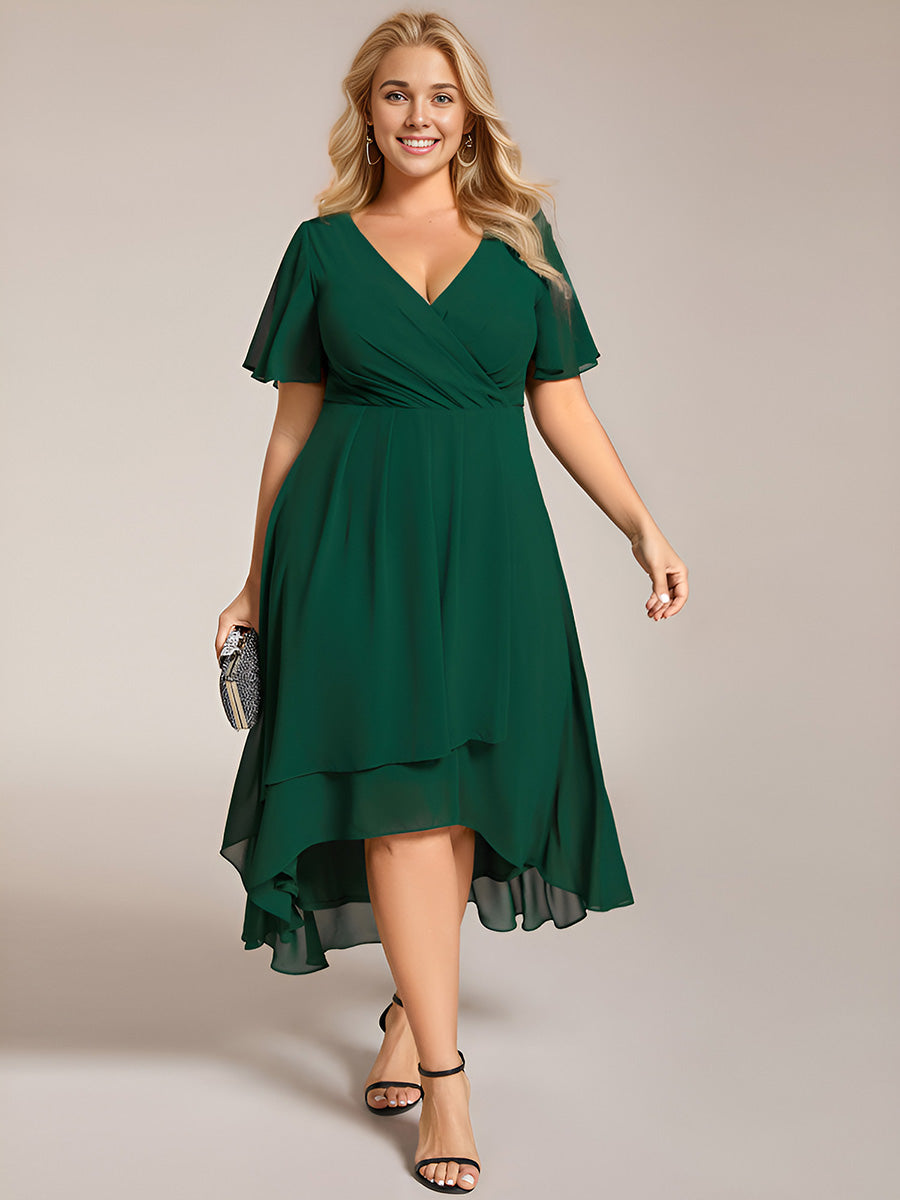 Funkelndes Abendkleid in A-Linie mit Empire-Taille und langen ?rmeln #farbe_Dunkelgrün