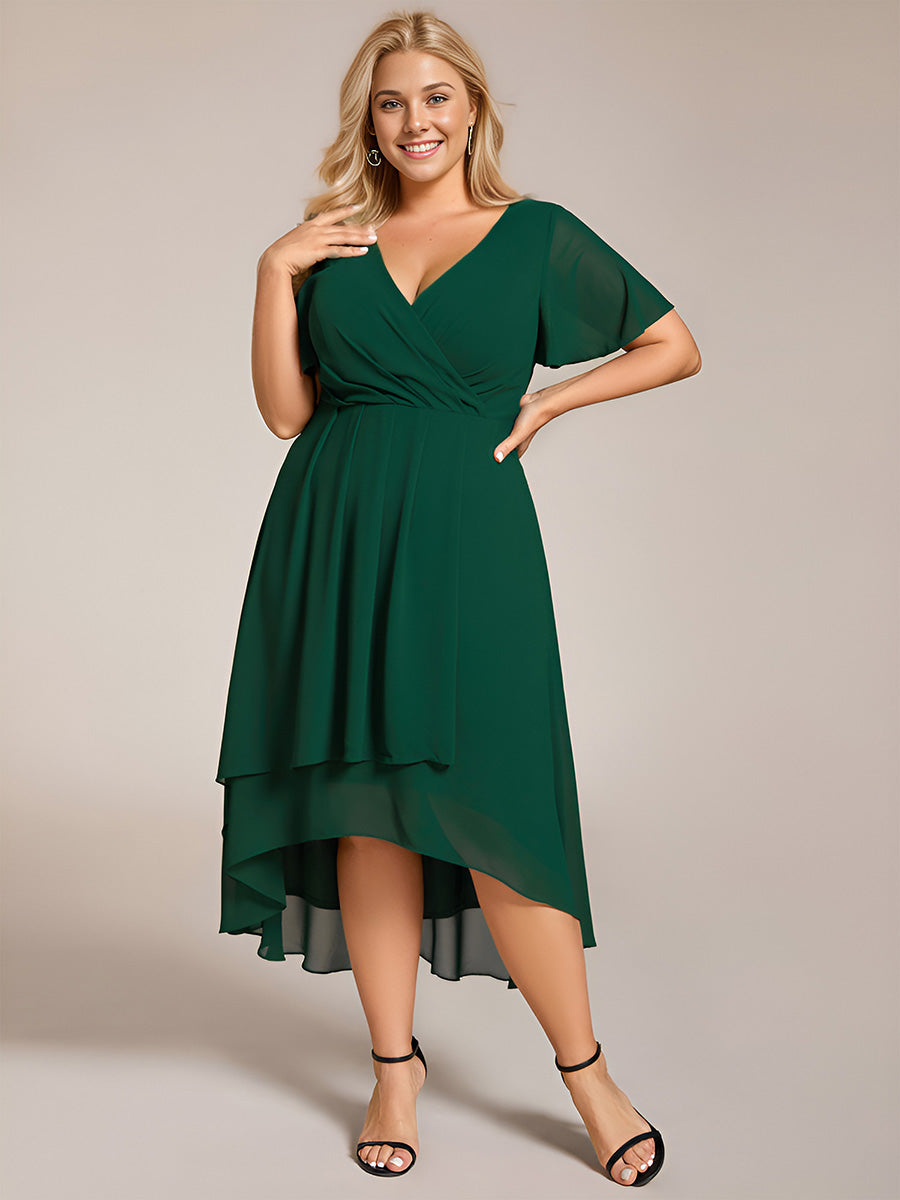 Funkelndes Abendkleid in A-Linie mit Empire-Taille und langen ?rmeln #farbe_Dunkelgrün