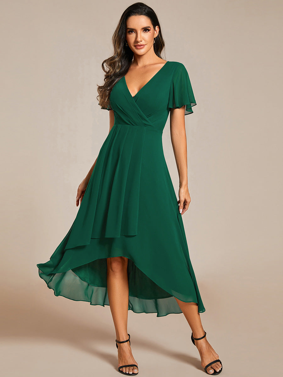 Funkelndes Abendkleid in A-Linie mit Empire-Taille und langen ?rmeln #farbe_Dunkelgrün