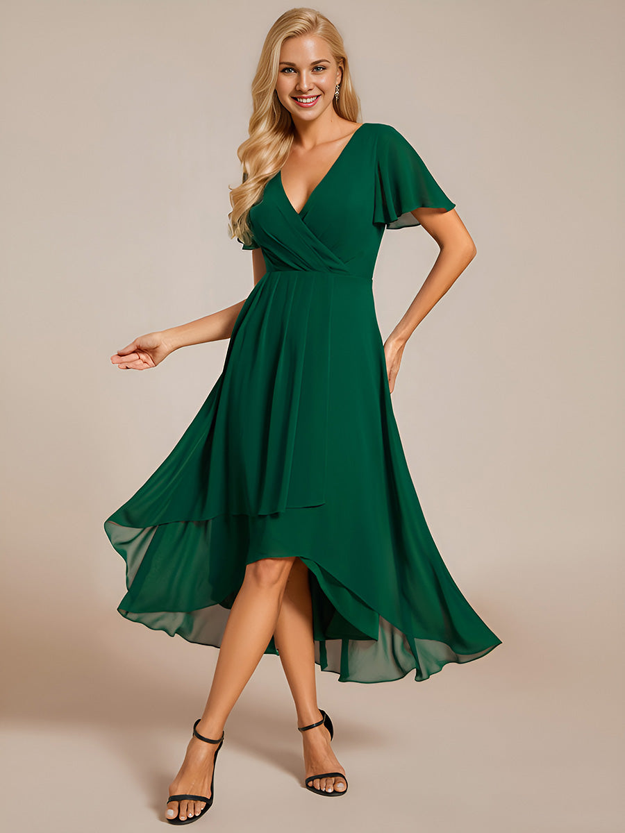 Funkelndes Abendkleid in A-Linie mit Empire-Taille und langen ?rmeln #farbe_Dunkelgrün
