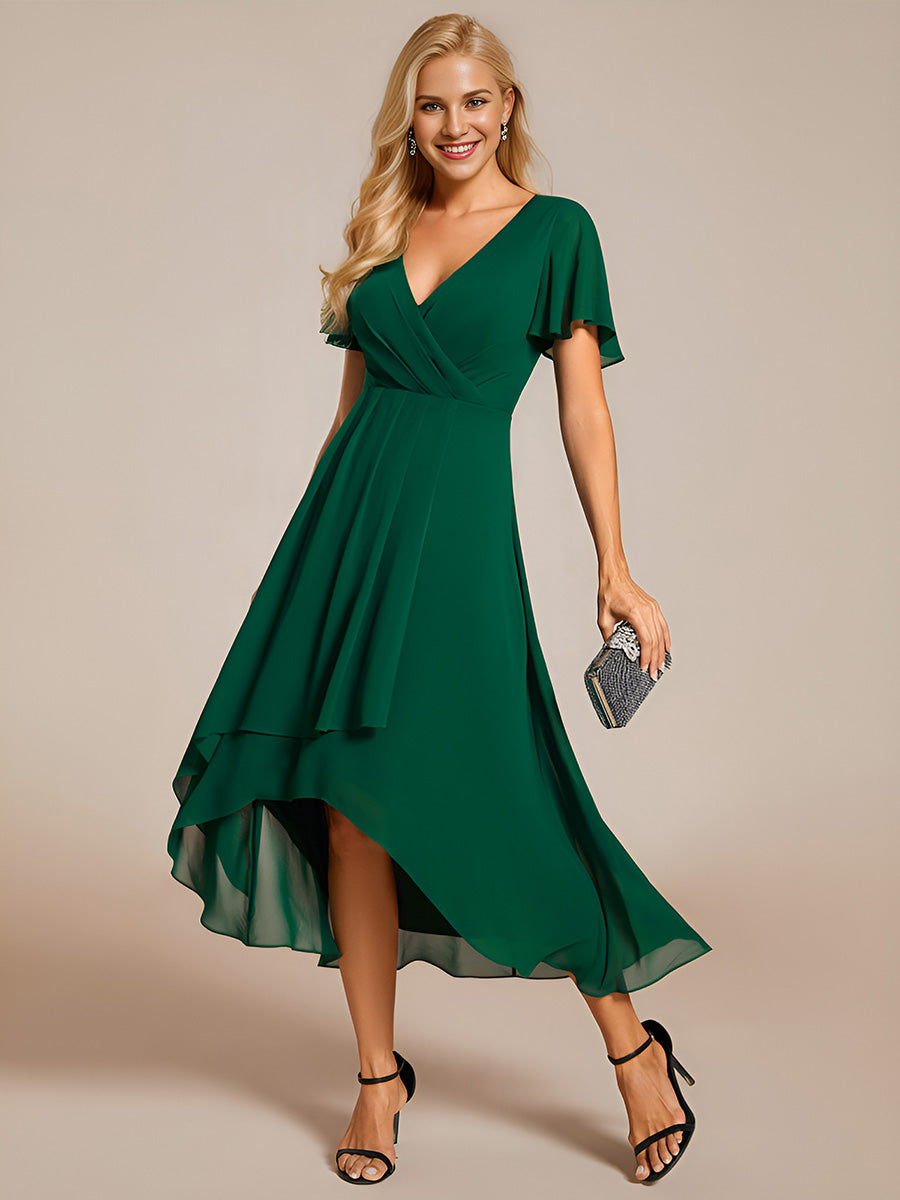 Funkelndes Abendkleid in A-Linie mit Empire-Taille und langen ?rmeln #farbe_Dunkelgrün