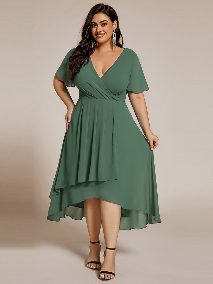 Funkelndes Abendkleid in A-Linie mit Empire-Taille und langen ?rmeln #farbe_Eukalyptus